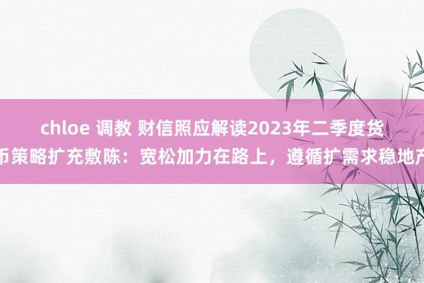 chloe 调教 财信照应解读2023年二季度货币策略扩充敷陈：宽松加力在路上，遵循扩需求稳地产