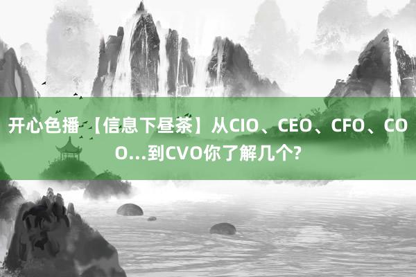 开心色播 【信息下昼茶】从CIO、CEO、CFO、COO...到CVO你了解几个?